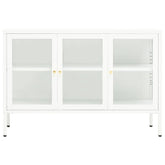 41.3x13.8x27.6 White Sideboard in Steel and Glass